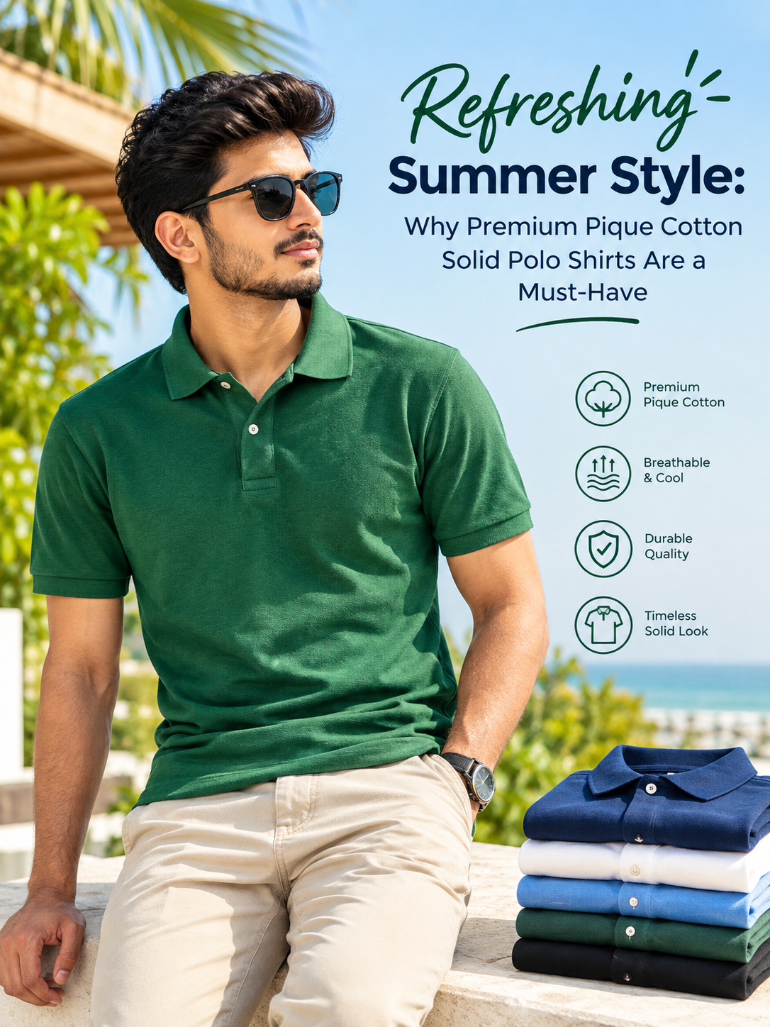 Refreshing Summer Style: Why Premium Pique Cotton Solid Polo Shirts Are a Must-Have