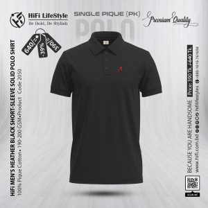 Men's Heather Black Short-Sleeve Solid Polo Shirt